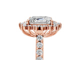 Rose gold Asscher Cut Cut Diamond Sunburst Halo Engagement Ring with Pavé Band_8