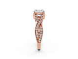 Rose gold Asscher Cut Cut Diamond Twisted Band with Milgrain Pave Setting and Four-Prong Setting_4