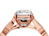 Rose gold Asscher Cut Cut Diamond Twisted Band with Milgrain Pave Setting and Four-Prong Setting_6