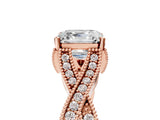 Rose gold Asscher Cut Cut Diamond Twisted Band with Milgrain Pave Setting and Four-Prong Setting_7
