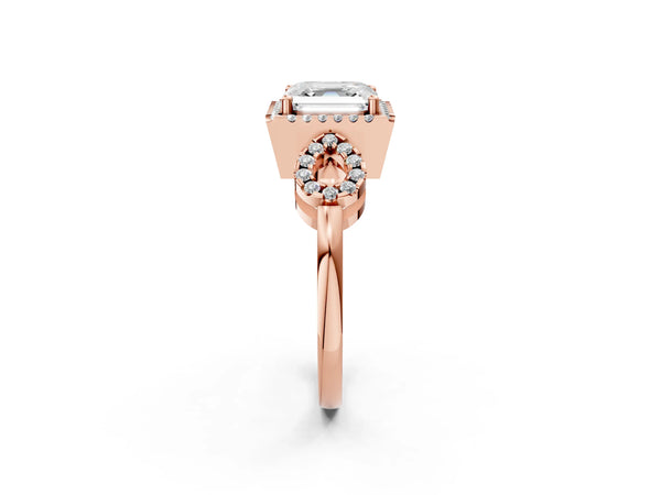 Rose Gold Asscher Cut Pave Infinity Halo Engagement Ring Setting