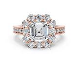 Rose gold Asscher Cut Cut Halo Diamond Pavé Engagement Ring with Milgrain Detailing_15
