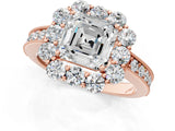 Rose gold Asscher Cut Cut Halo Diamond Pavé Engagement Ring with Milgrain Detailing_16