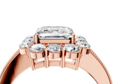 Rose gold Asscher Cut Cut Halo Diamond Pavé Engagement Ring with Milgrain Detailing_19