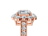 Rose gold Asscher Cut Cut Halo Diamond Pavé Engagement Ring with Milgrain Detailing_20