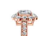 Rose gold Asscher Cut Cut Halo Diamond Pavé Engagement Ring with Milgrain Detailing_8