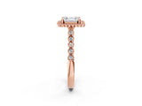 Rose gold Asscher Cut Cut Halo Pavé Solitaire Ring with Milgrain Band_5