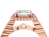 Rose gold Asscher Cut Cut Halo Pavé Solitaire Ring with Milgrain Band_7