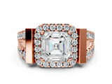 Rose gold Asscher Cut Cut Halo Split Shank Prong Set Ring_3