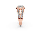 Rose gold Asscher Cut Cut Halo Split Shank Prong Set Ring_5