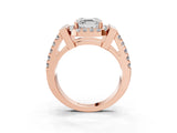 Rose gold Asscher Cut Cut Halo Split Shank Prong Set Ring_6