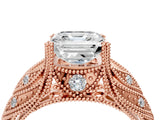 Rose gold Asscher Cut Cut Milgrain Pave Diamond Engagement Ring with Four-Prong Setting_19