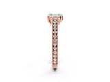 Rose gold Asscher Cut Cut Pave Band Milgrain Solitaire Ring_5