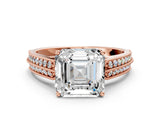Rose gold Asscher Cut Cut Pave Split Shank Engagement Ring with Four-Prong Setting_15