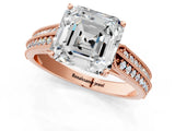 Rose gold Asscher Cut Cut Pave Split Shank Engagement Ring with Four-Prong Setting_16
