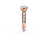 Rose gold Asscher Cut Cut Pave Split Shank Engagement Ring with Four-Prong Setting_17