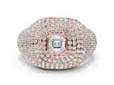 Rose gold Asscher Cut Diamond Bezel Set Pavé Dome Mens Ring