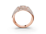 Rose gold Asscher Cut Diamond Bezel Set Pavé Dome Mens Ring_3