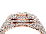 Rose gold Asscher Cut Diamond Bezel Set Pavé Dome Mens Ring_4
