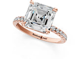 Rose gold Asscher Cut Diamond Brilliant Solitaire Ring with Pavé Band and Four-Prong Setting_11