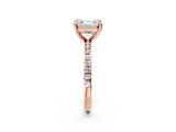 Rose gold Asscher Cut Diamond Brilliant Solitaire Ring with Pavé Band and Four-Prong Setting_12