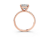 Rose gold Asscher Cut Diamond Brilliant Solitaire Ring with Pavé Band and Four-Prong Setting_13