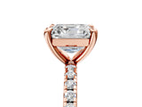 Rose gold Asscher Cut Diamond Brilliant Solitaire Ring with Pavé Band and Four-Prong Setting_15
