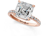 Rose gold Asscher Cut Diamond Brilliant Solitaire Ring with Pavé Band and Four-Prong Setting_16