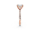 Rose gold Asscher Cut Diamond Brilliant Solitaire Ring with Pavé Band and Four-Prong Setting_17