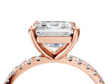 Rose gold Asscher Cut Diamond Brilliant Solitaire Ring with Pavé Band and Four-Prong Setting_19