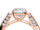 Rose gold Asscher Cut Diamond Channel Set Solitaire Ring with Four-Prong Setting_16