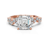 Rose gold Asscher Cut Diamond Cluster Pavé Band with Four-Prong Setting_3