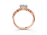 Rose gold Asscher Cut Diamond Cluster Pavé Band with Four-Prong Setting_6