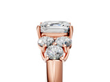 Rose gold Asscher Cut Diamond Cluster Ring with Round Accent Stones and Prong Setting on a Classic Band_93