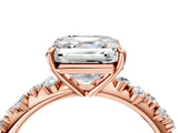 Rose gold Asscher Cut Diamond Cluster Side Stone Solitaire Ring with Prong Setting_61