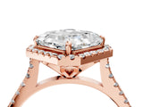 Rose gold Asscher Cut Diamond Cushion Halo Ring with Pavé Band_19