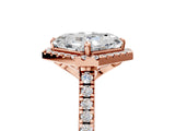 Rose gold Asscher Cut Diamond Cushion Halo Ring with Pavé Band_8
