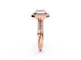 Rose gold Asscher Cut Diamond Double Halo Ring with Split Shank and Four-Prong Setting_5