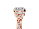 Rose gold Asscher Cut Diamond Engagement Ring with Bezel Set Round Side Stones and Prong Setting_74