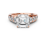 Rose gold Asscher Cut Diamond Engagement Ring with Pavé Band and Four-Prong Setting_3