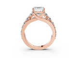 Rose gold Asscher Cut Diamond Engagement Ring with Pavé Band and Four-Prong Setting_6