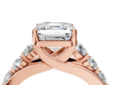 Rose gold Asscher Cut Diamond Engagement Ring with Pavé Band and Four-Prong Setting_7