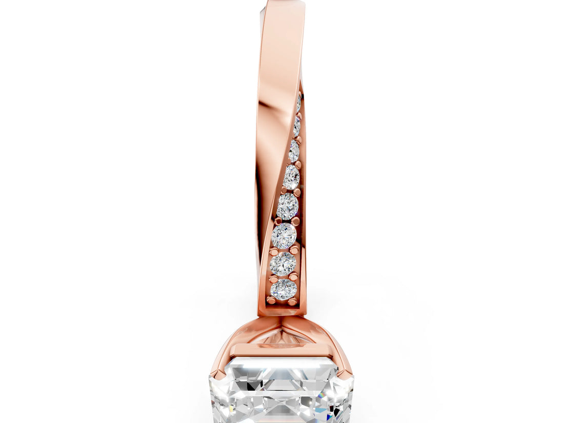 Rose gold Asscher Cut Diamond Engagement Ring with Side Stone Accents and Four-Prong Setting_12