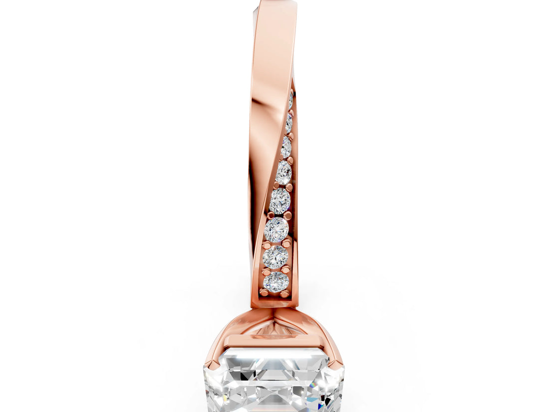 Rose gold Asscher Cut Diamond Engagement Ring with Side Stone Accents and Four-Prong Setting_120
