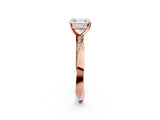 Rose gold Asscher Cut Diamond Engagement Ring with Side Stone Accents and Four-Prong Setting_122