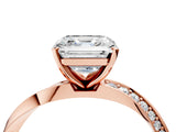 Rose gold Asscher Cut Diamond Engagement Ring with Side Stone Accents and Four-Prong Setting_124