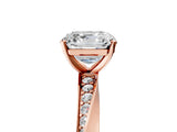 Rose gold Asscher Cut Diamond Engagement Ring with Side Stone Accents and Four-Prong Setting_125