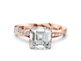 Rose gold Asscher Cut Diamond Engagement Ring with Side Stone Accents and Four-Prong Setting_15