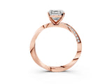 Rose gold Asscher Cut Diamond Engagement Ring with Side Stone Accents and Four-Prong Setting_21