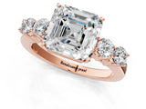 Rose gold Asscher Cut Diamond Five-Stone Prong Set White Gold Ring_37
